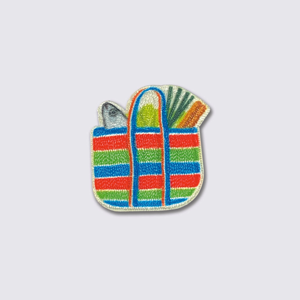Double-use embroidered cloth patch for bubble tea and eggplant bag