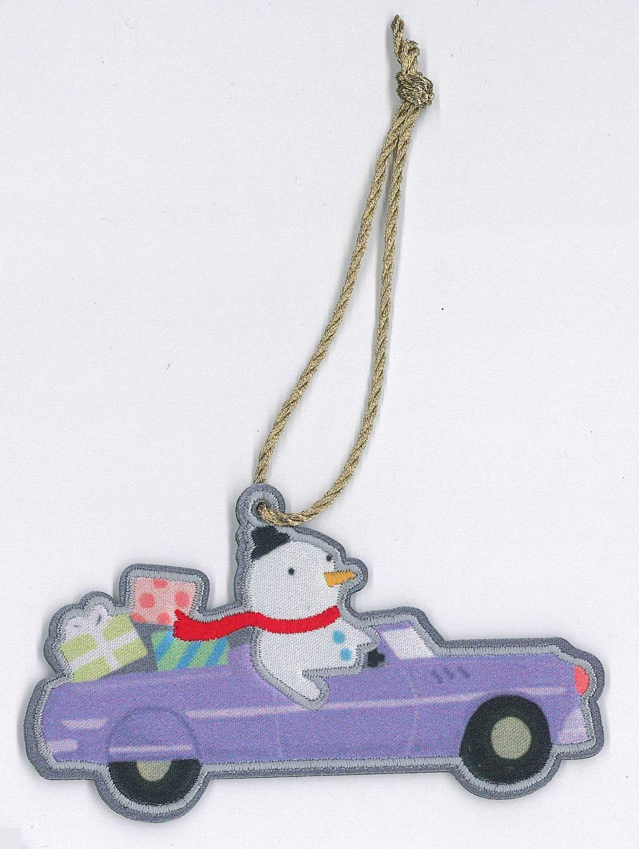Driving Snowman Christmas Ornament