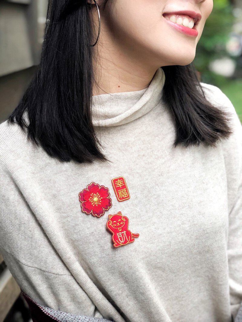 財源滾滾刺繡布貼