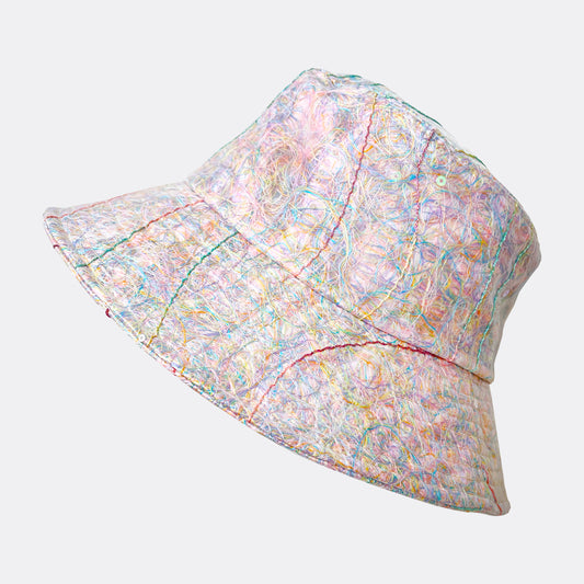 Circular yarn embroidered bucket hat - Flow of love