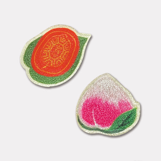 紅龜粿壽桃雙用刺繡布貼