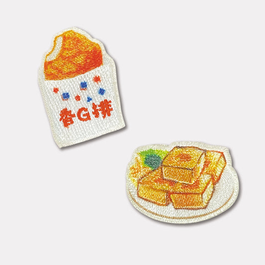 雞排臭豆腐雙用刺繡布貼