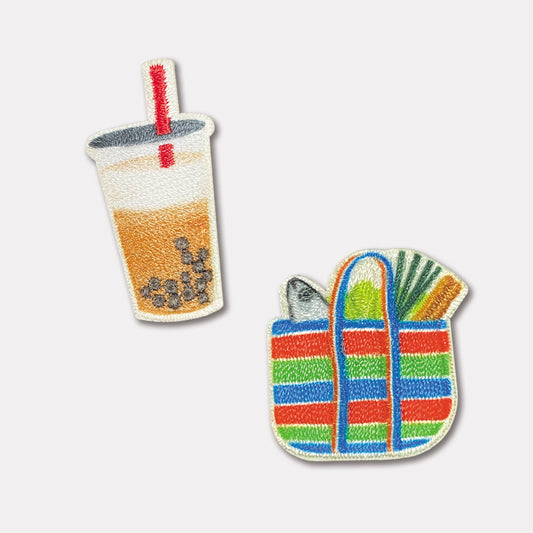 珍奶茄芷袋雙用刺繡布貼