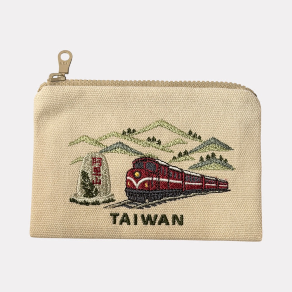 阿里山小火車刺繡零錢包正面