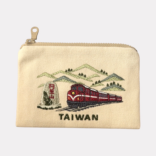 阿里山小火車刺繡零錢包正面