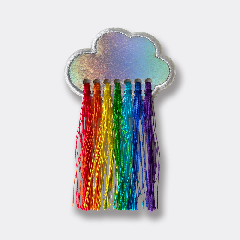雲朵彩虹流蘇刺繡布貼