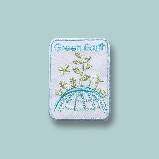 綠地球刺繡布貼