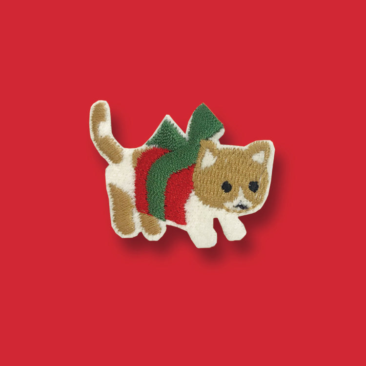 聖誕禮物貓咪刺繡布貼